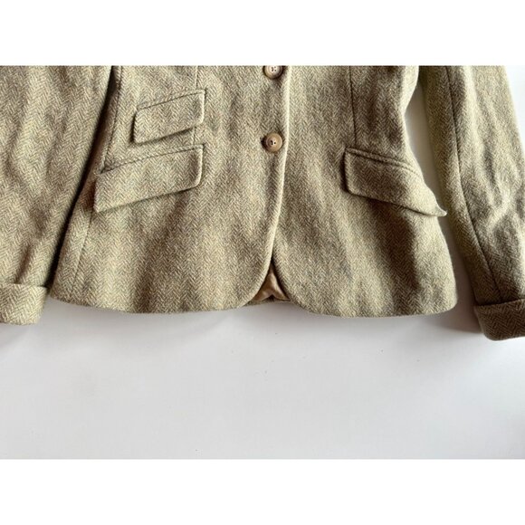 RALPH LAUREN Pale Green Loden Tweed Wool Herringbone Riding Blazer, Size 4 - Picture 11 of 16